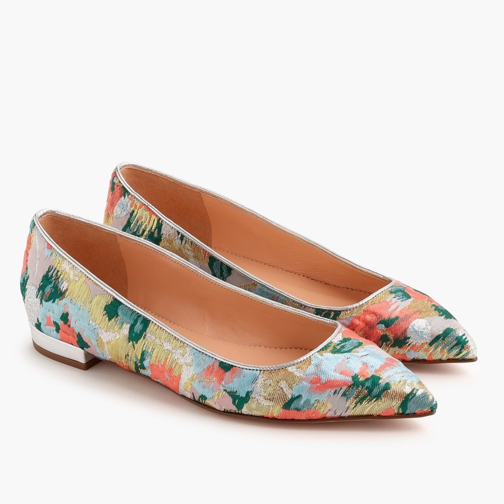 NWT J.Crew Pointy toe flat in brocade Sz 8.5